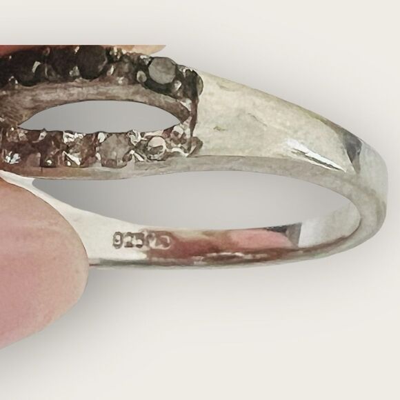 Paved Silver Ring size 8, black & clear CZ stamped .925 - Picture 7 of 9